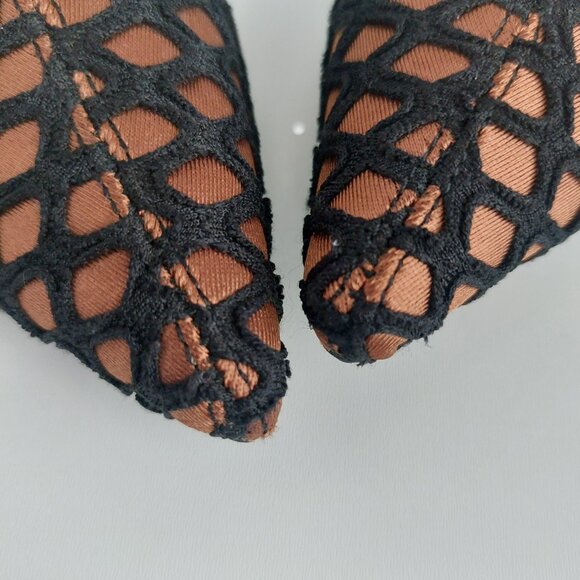 ZARA Pointed Toe Ankle Boots 7.5 Bronze Black Mesh Heels Glam Clubwear - Picture 8 of 14